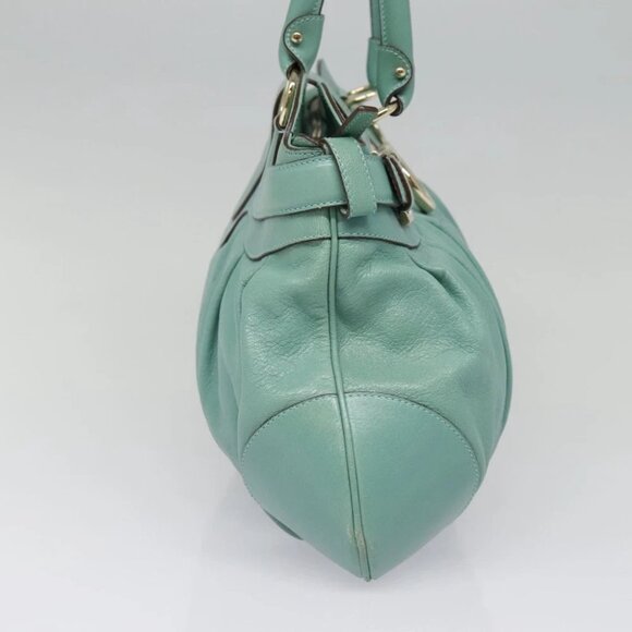 Salvatore Ferragamo Gancini Shoulder Bag Leather Gold Light green Auth 91277 - Picture 5 of 15